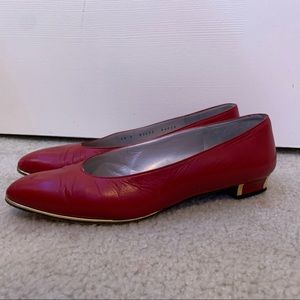 bruno magli red leather 1/2 inch heel